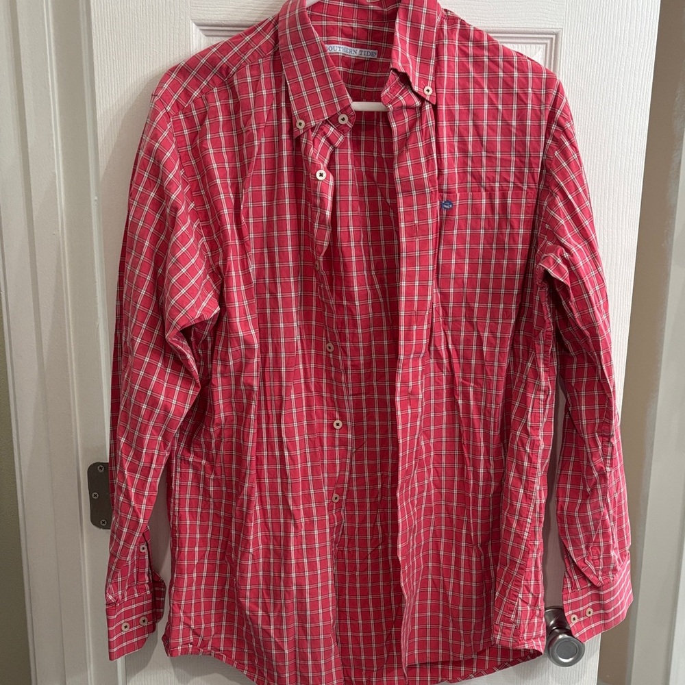 Southern Tide Red Plaid Casual Shirt